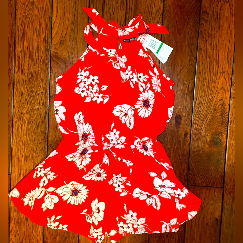 NWT My Michelle Orange Floral Romper
